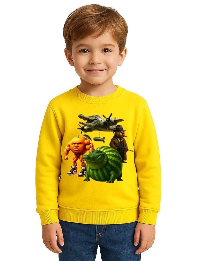 Unisex Braınrot Baskılı Çocuk Swaetshirt 3 İplik Şardonlu