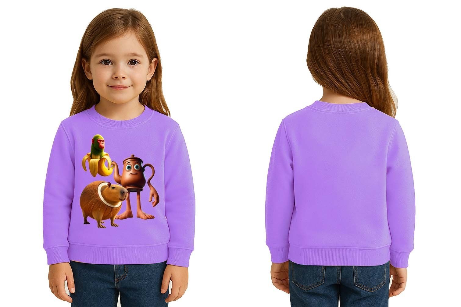 Unisex Braınrot Baskılı Çocuk Swaetshirt 3 İplik Şardonlu