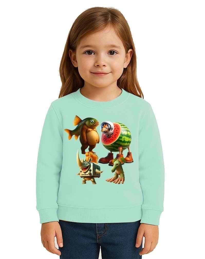 Unisex Braınrot Baskılı Çocuk Swaetshirt 3 İplik Şardonlu