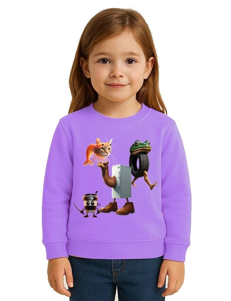 Unisex Braınrot Baskılı Çocuk Swaetshirt 3 İplik Şardonlu