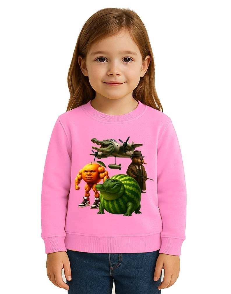 Unisex Braınrot Baskılı Çocuk Swaetshirt 3 İplik Şardonlu