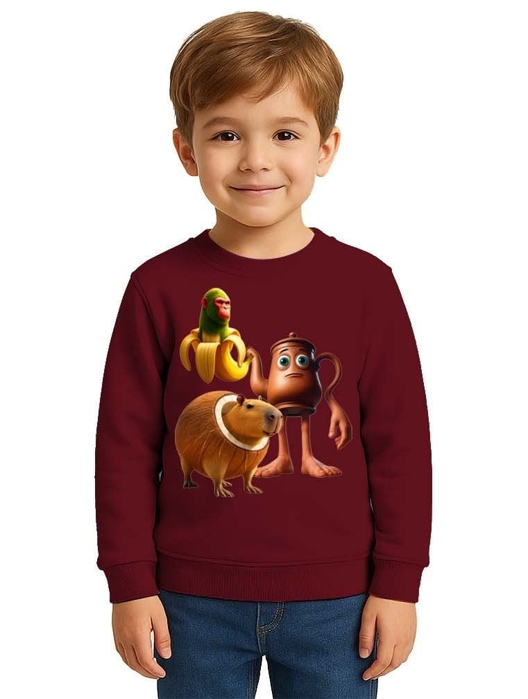 Unisex Braınrot Baskılı Çocuk Swaetshirt 3 İplik Şardonlu