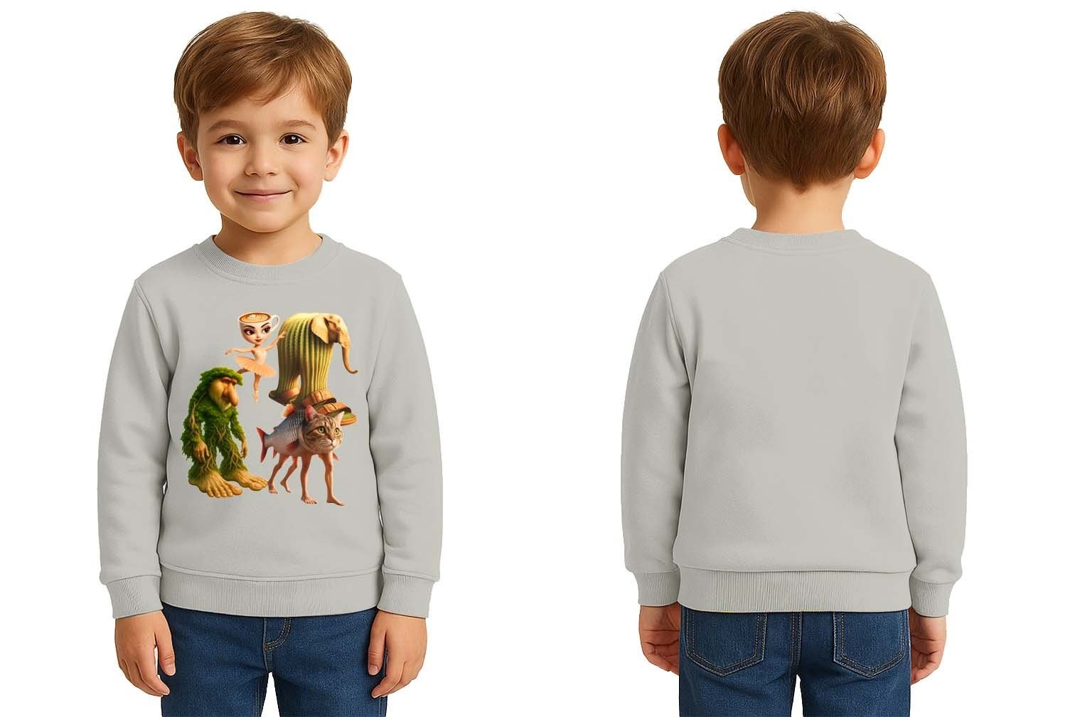 Unisex Braınrot Baskılı Çocuk Swaetshirt 3 İplik Şardonlu