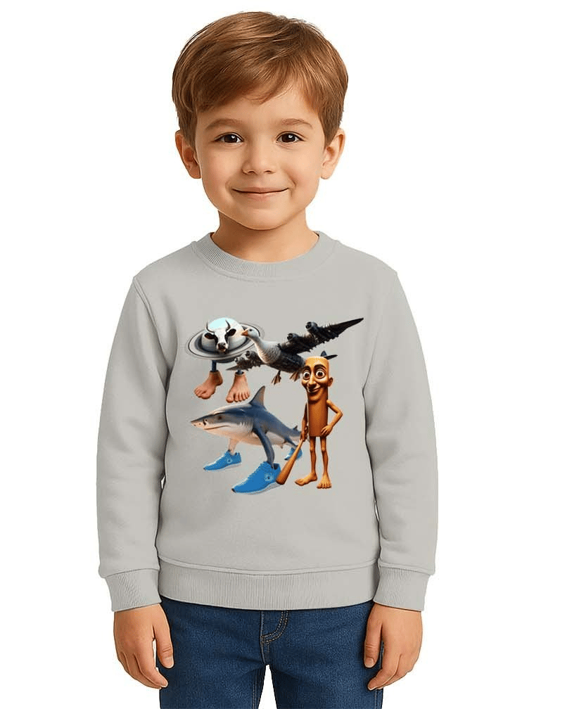 Unisex Braınrot Baskılı Çocuk Swaetshirt 3 İplik Şardonlu