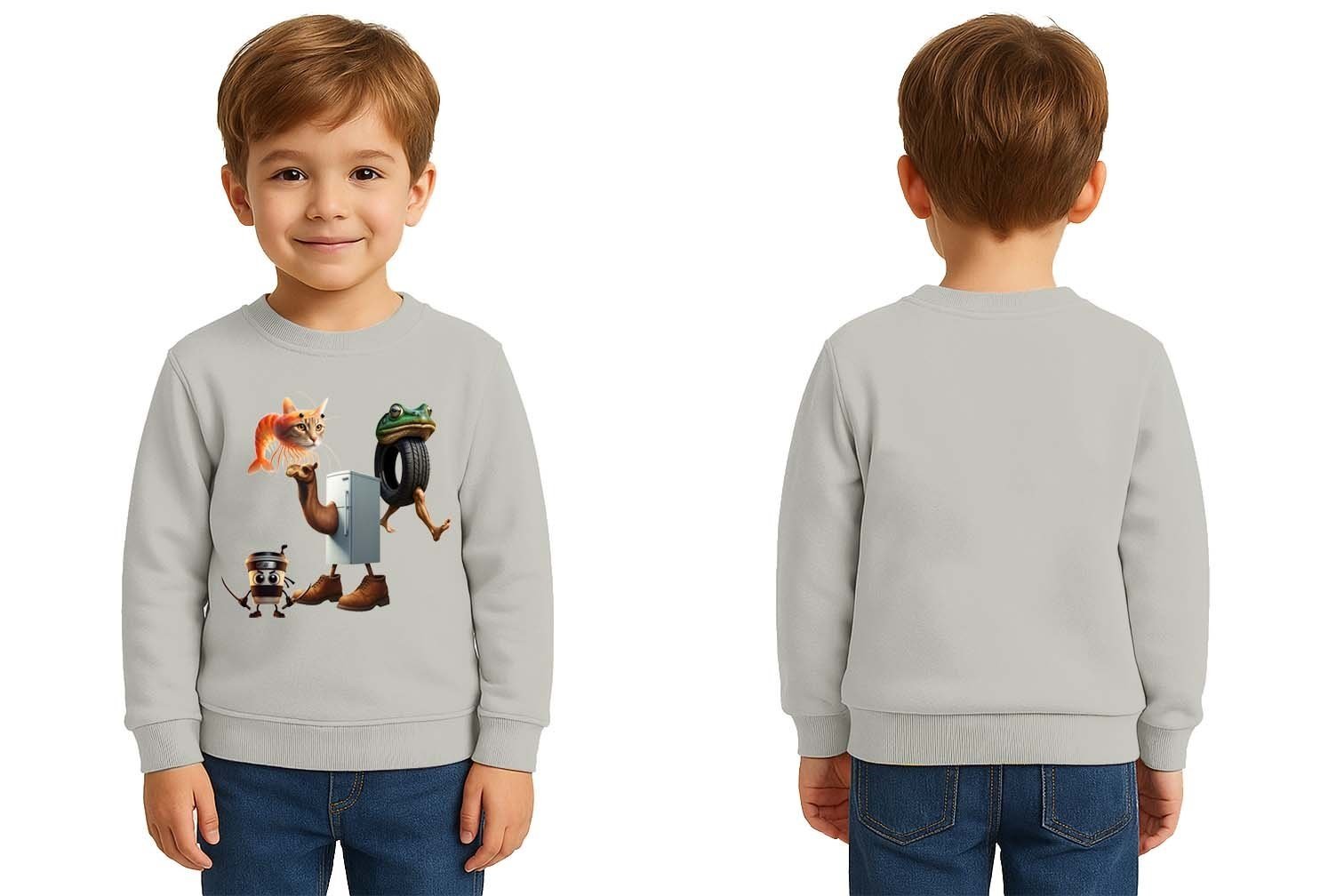 Unisex Braınrot Baskılı Çocuk Swaetshirt 3 İplik Şardonlu