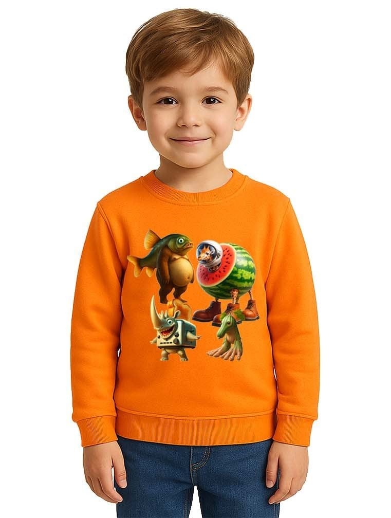 Unisex Braınrot Baskılı Çocuk Swaetshirt 3 İplik Şardonlu