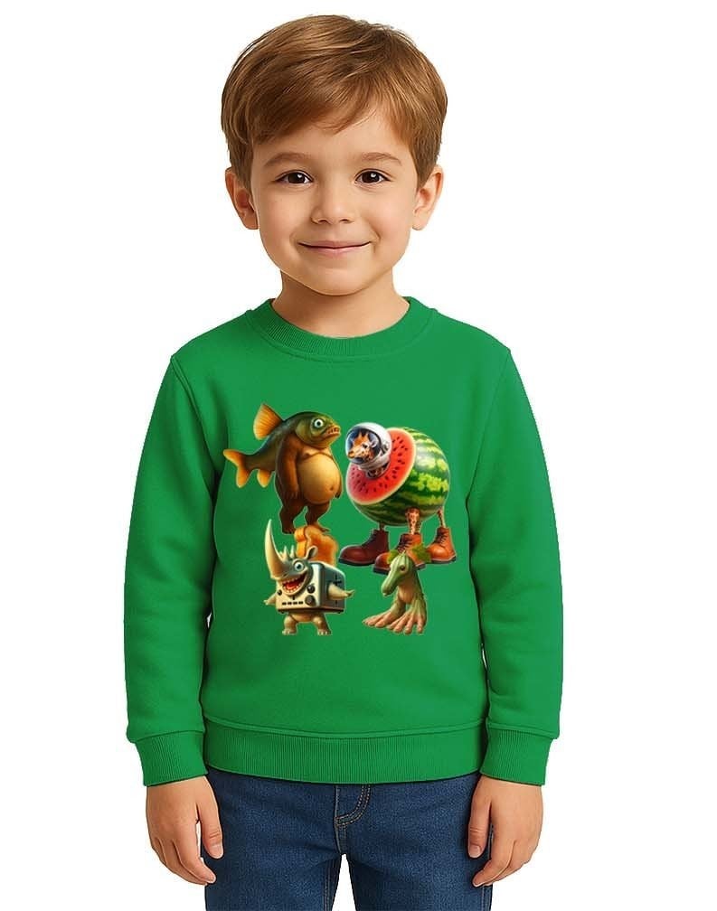 Unisex Braınrot Baskılı Çocuk Swaetshirt 3 İplik Şardonlu