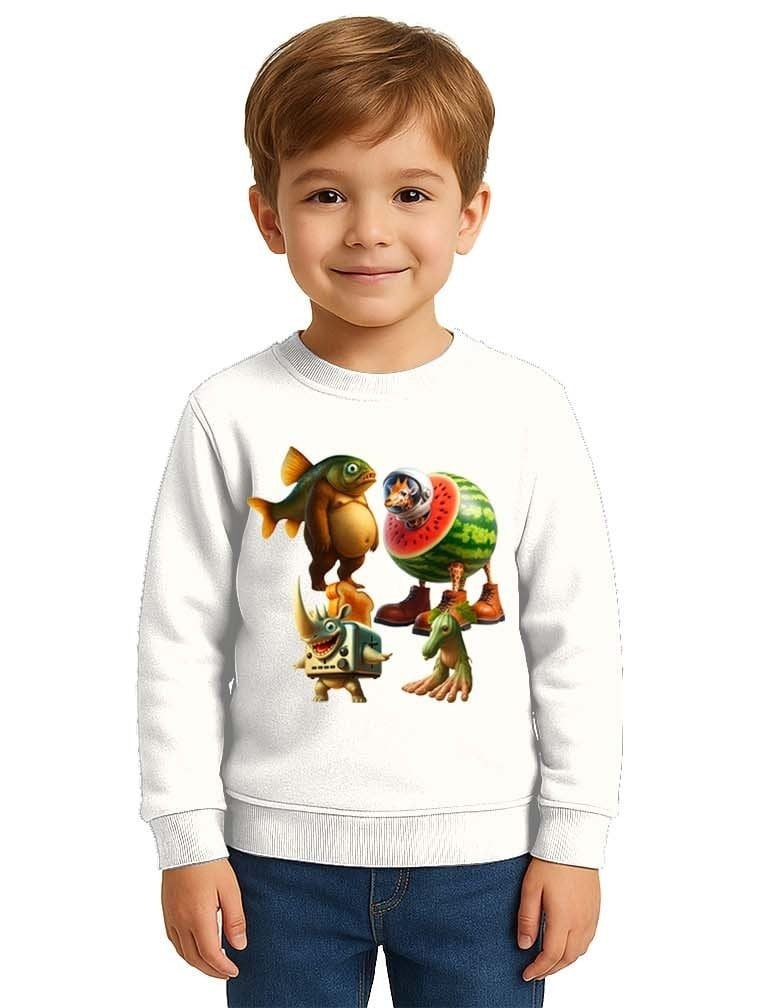 Unisex Braınrot Baskılı Çocuk Swaetshirt 3 İplik Şardonlu