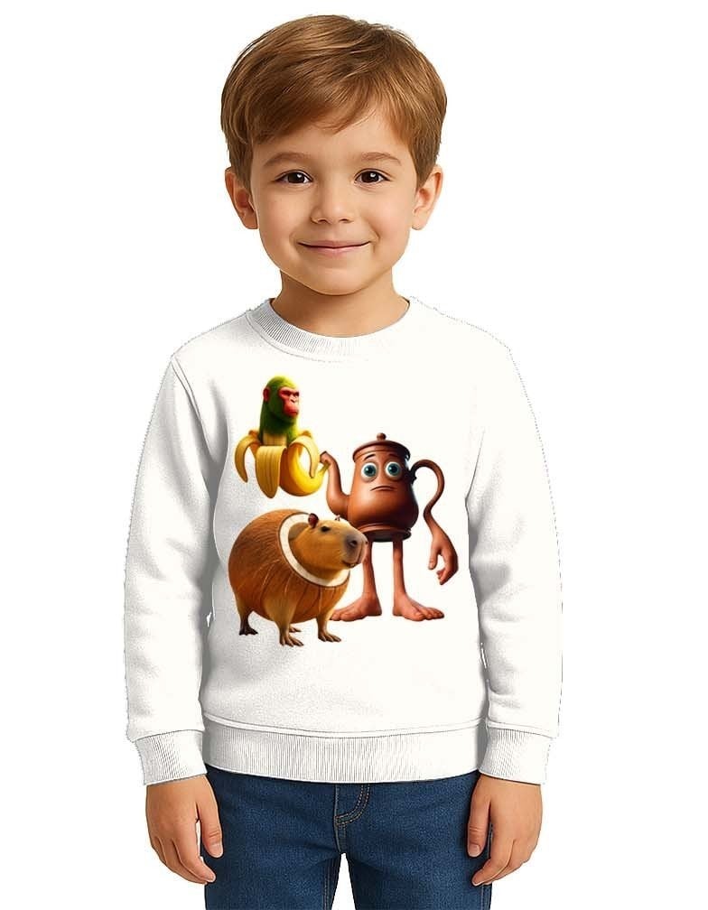 Unisex Braınrot Baskılı Çocuk Swaetshirt 3 İplik Şardonlu