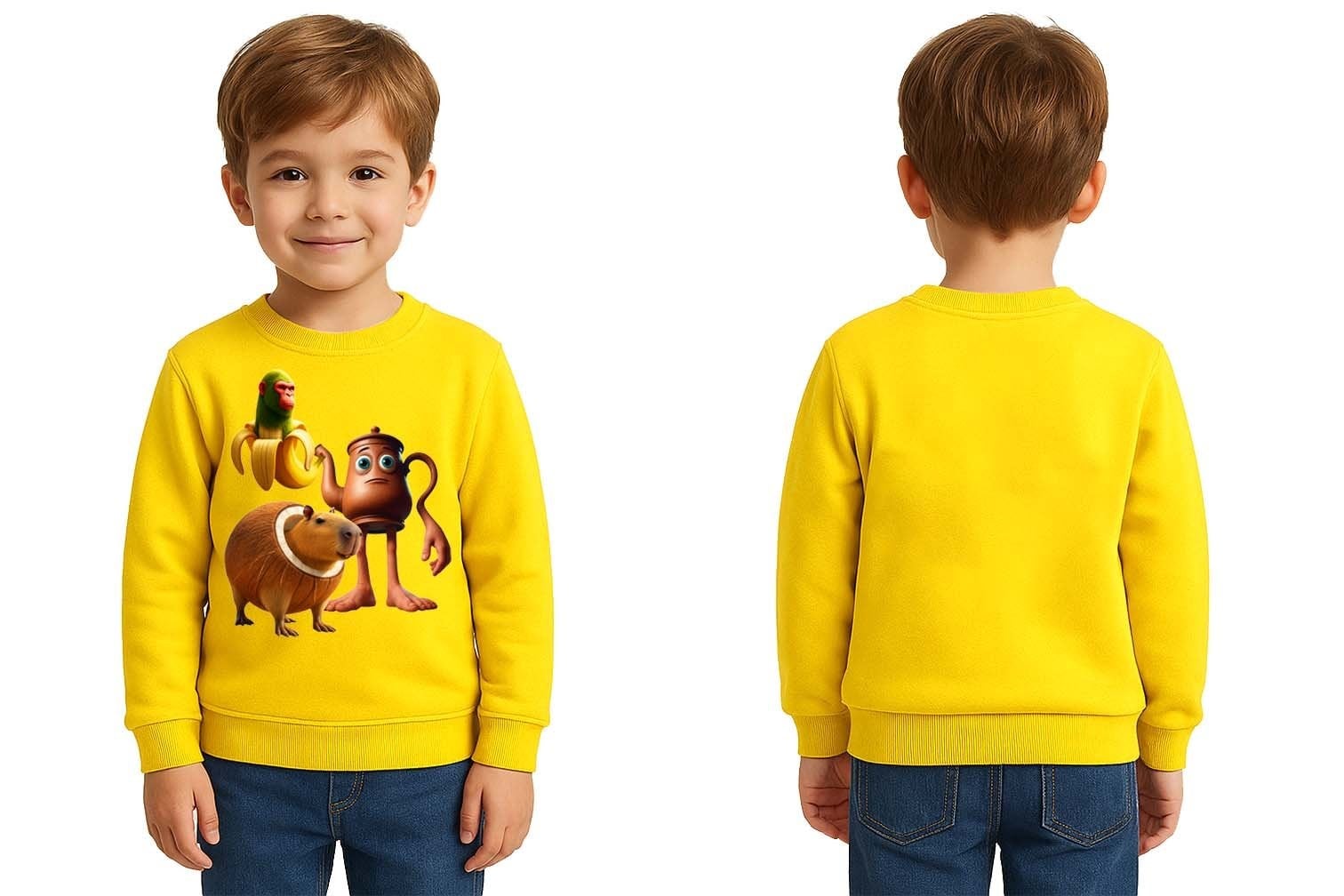 Unisex Braınrot Baskılı Çocuk Swaetshirt 3 İplik Şardonlu