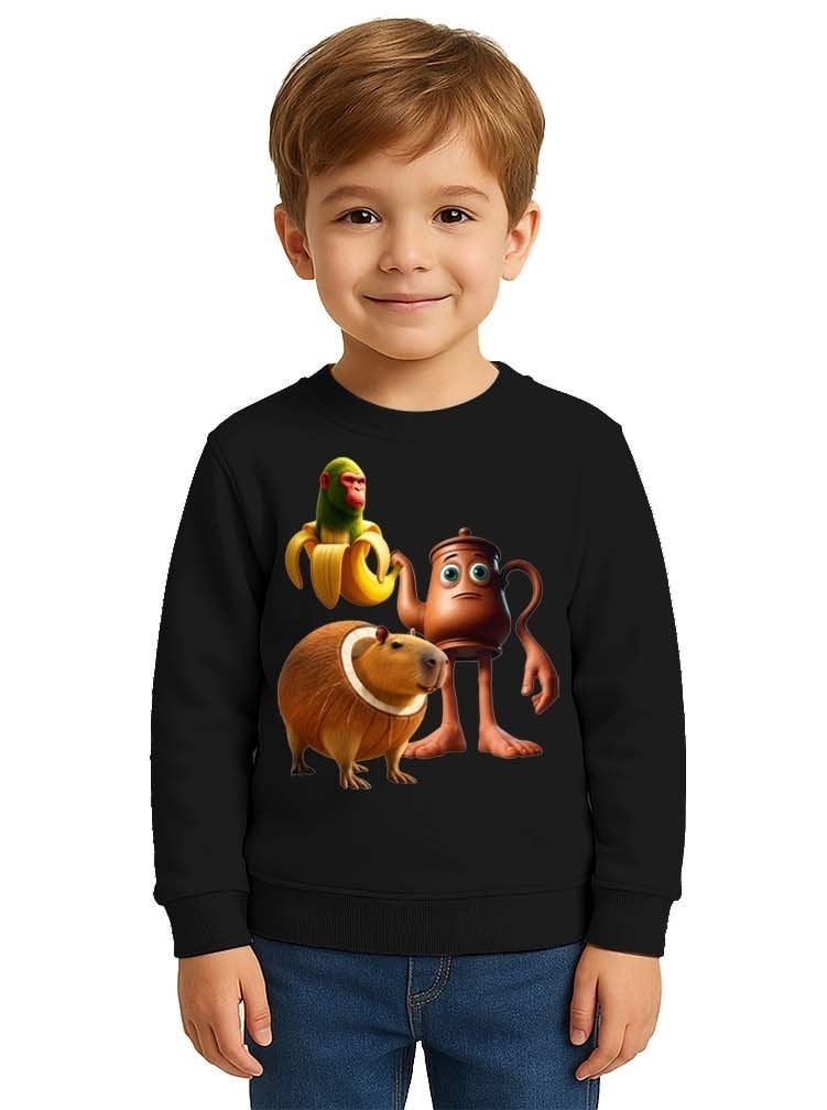 Unisex Braınrot Baskılı Çocuk Swaetshirt 3 İplik Şardonlu