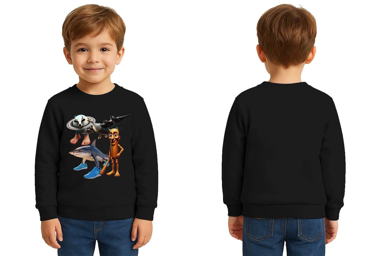 Unisex Braınrot Baskılı Çocuk Swaetshirt 3 İplik Şardonlu