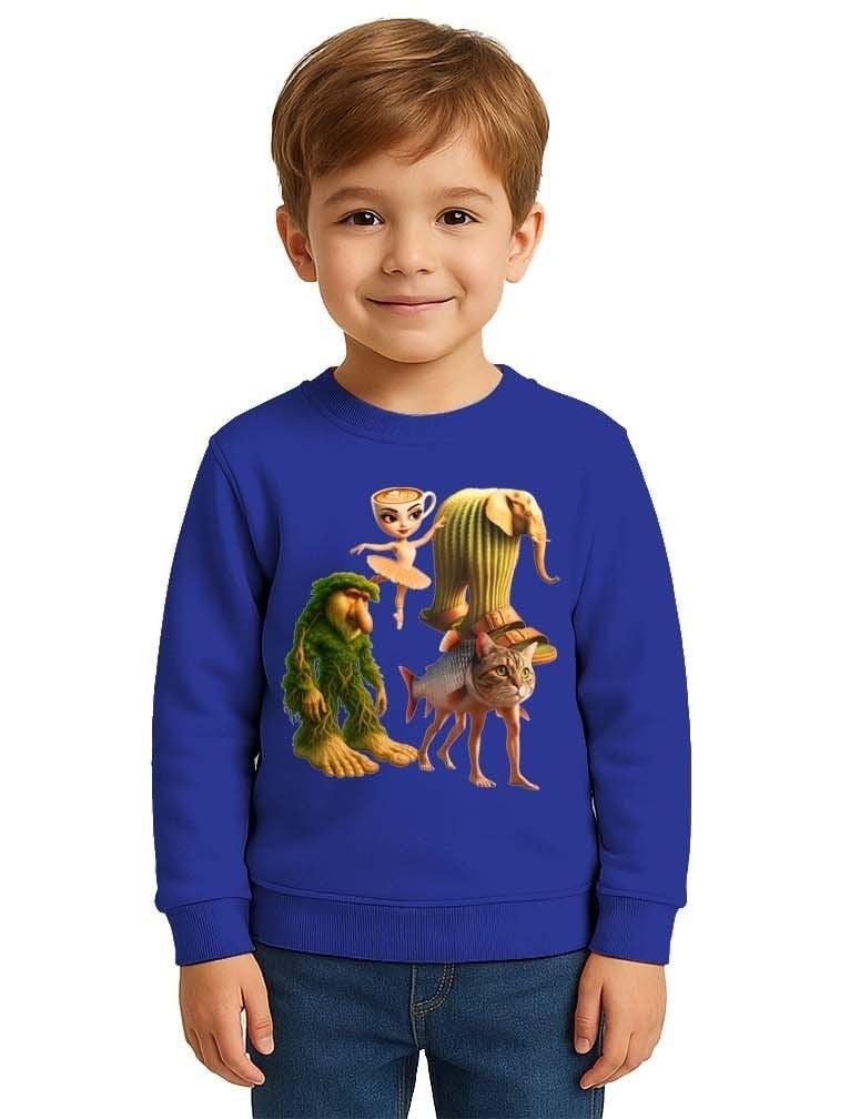 Unisex Braınrot Baskılı Çocuk Swaetshirt 3 İplik Şardonlu
