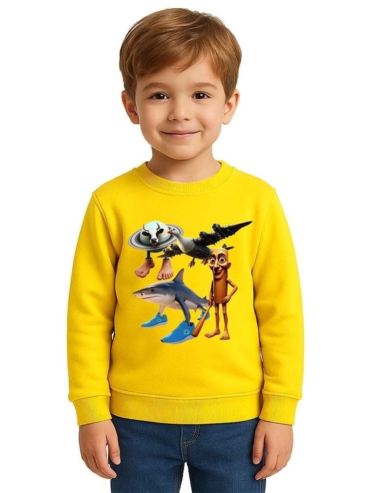 Unisex Braınrot Baskılı Çocuk Swaetshirt 3 İplik Şardonlu