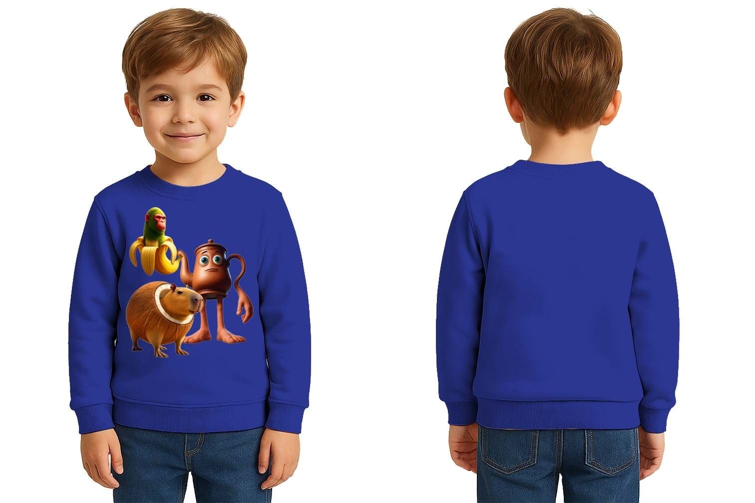 Unisex Braınrot Baskılı Çocuk Swaetshirt 3 İplik Şardonlu
