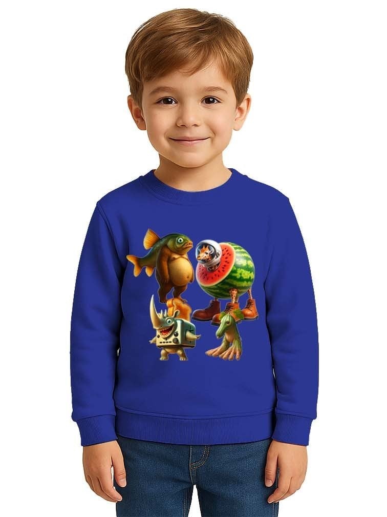 Unisex Braınrot Baskılı Çocuk Swaetshirt 3 İplik Şardonlu