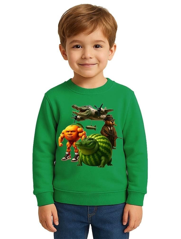 Unisex Braınrot Baskılı Çocuk Swaetshirt 3 İplik Şardonlu