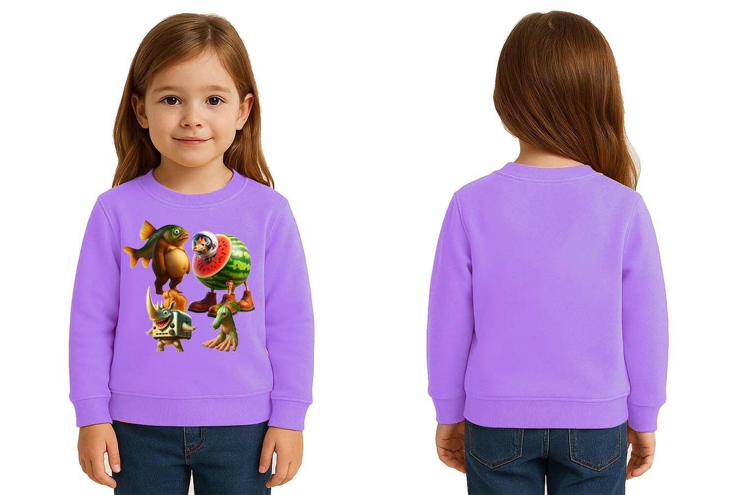 Unisex Braınrot Baskılı Çocuk Swaetshirt 3 İplik Şardonlu
