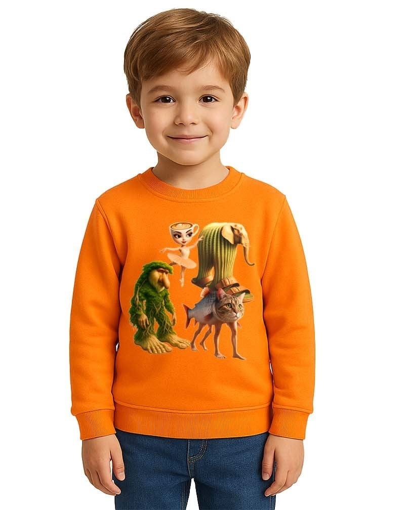 Unisex Braınrot Baskılı Çocuk Swaetshirt 3 İplik Şardonlu