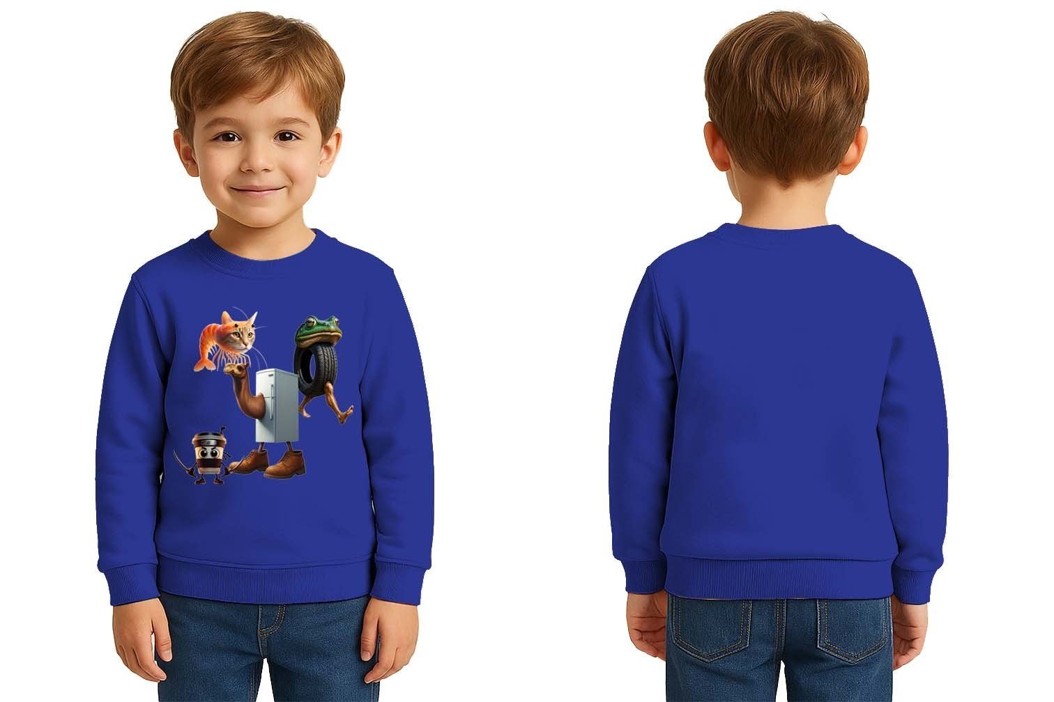 Unisex Braınrot Baskılı Çocuk Swaetshirt 3 İplik Şardonlu