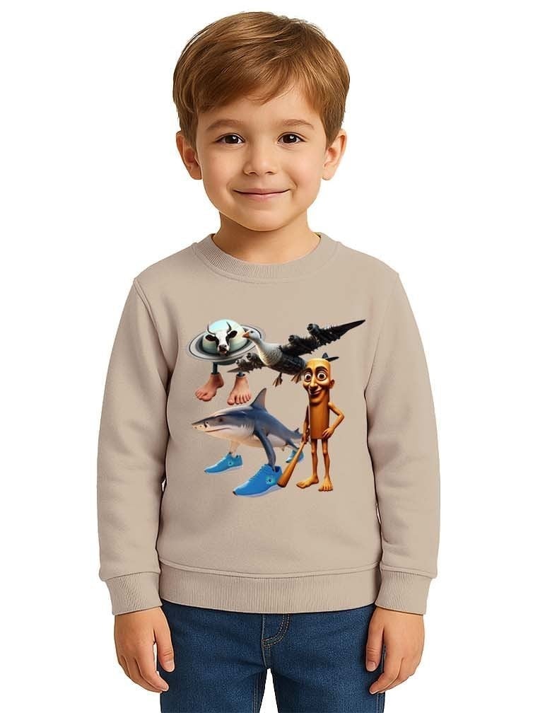 Unisex Braınrot Baskılı Çocuk Swaetshirt 3 İplik Şardonlu