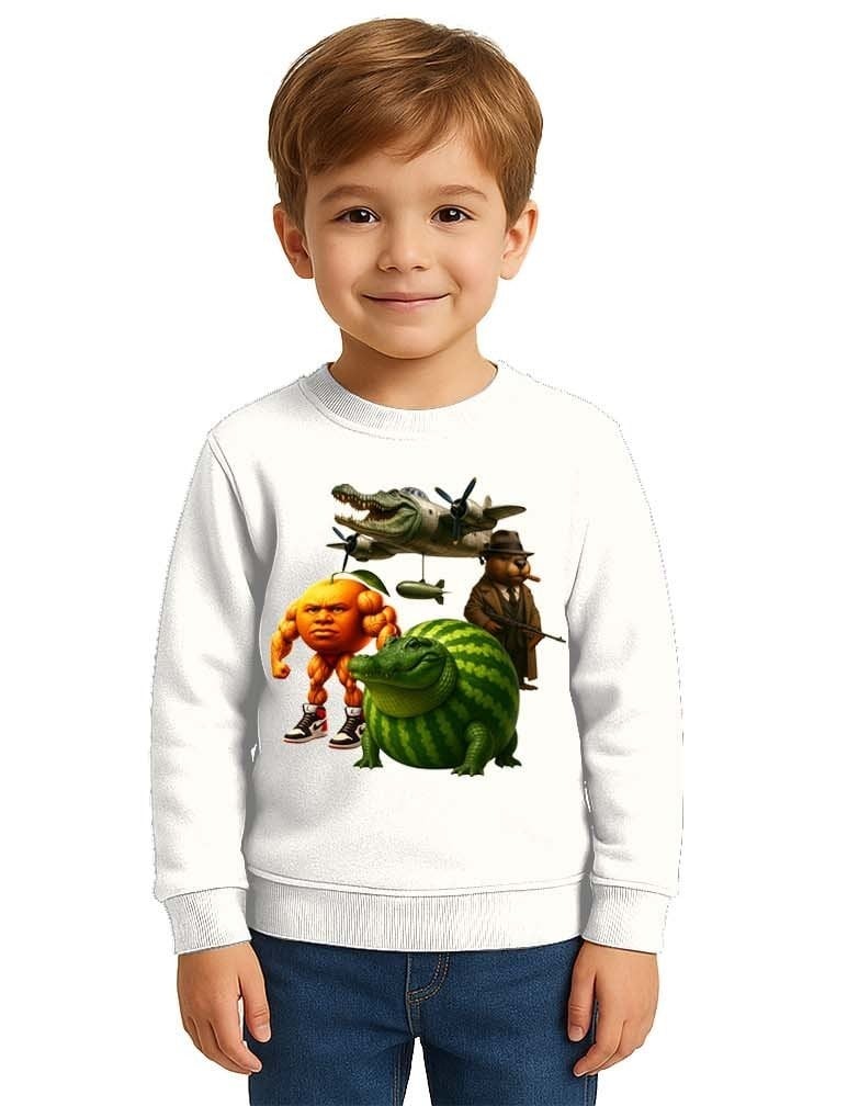 Unisex Braınrot Baskılı Çocuk Swaetshirt 3 İplik Şardonlu