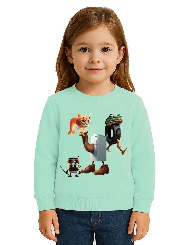 Unisex Braınrot Baskılı Çocuk Swaetshirt 3 İplik Şardonlu