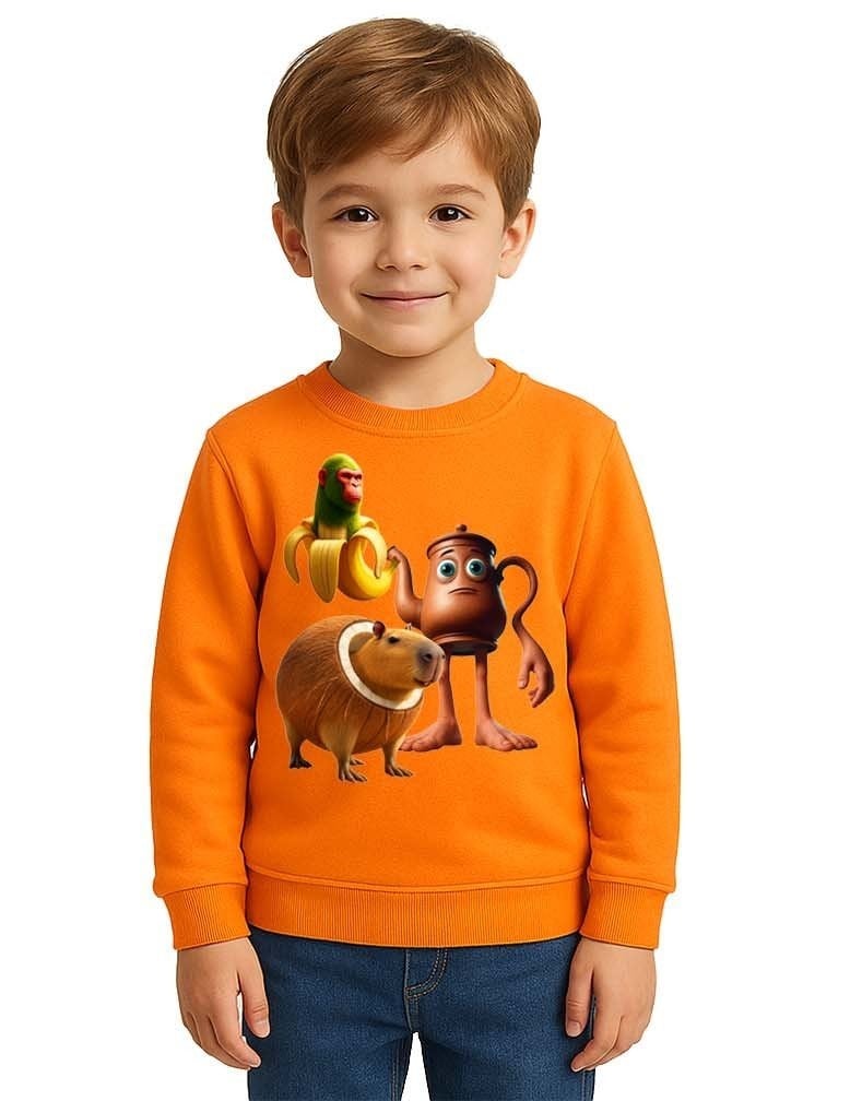 Unisex Braınrot Baskılı Çocuk Swaetshirt 3 İplik Şardonlu
