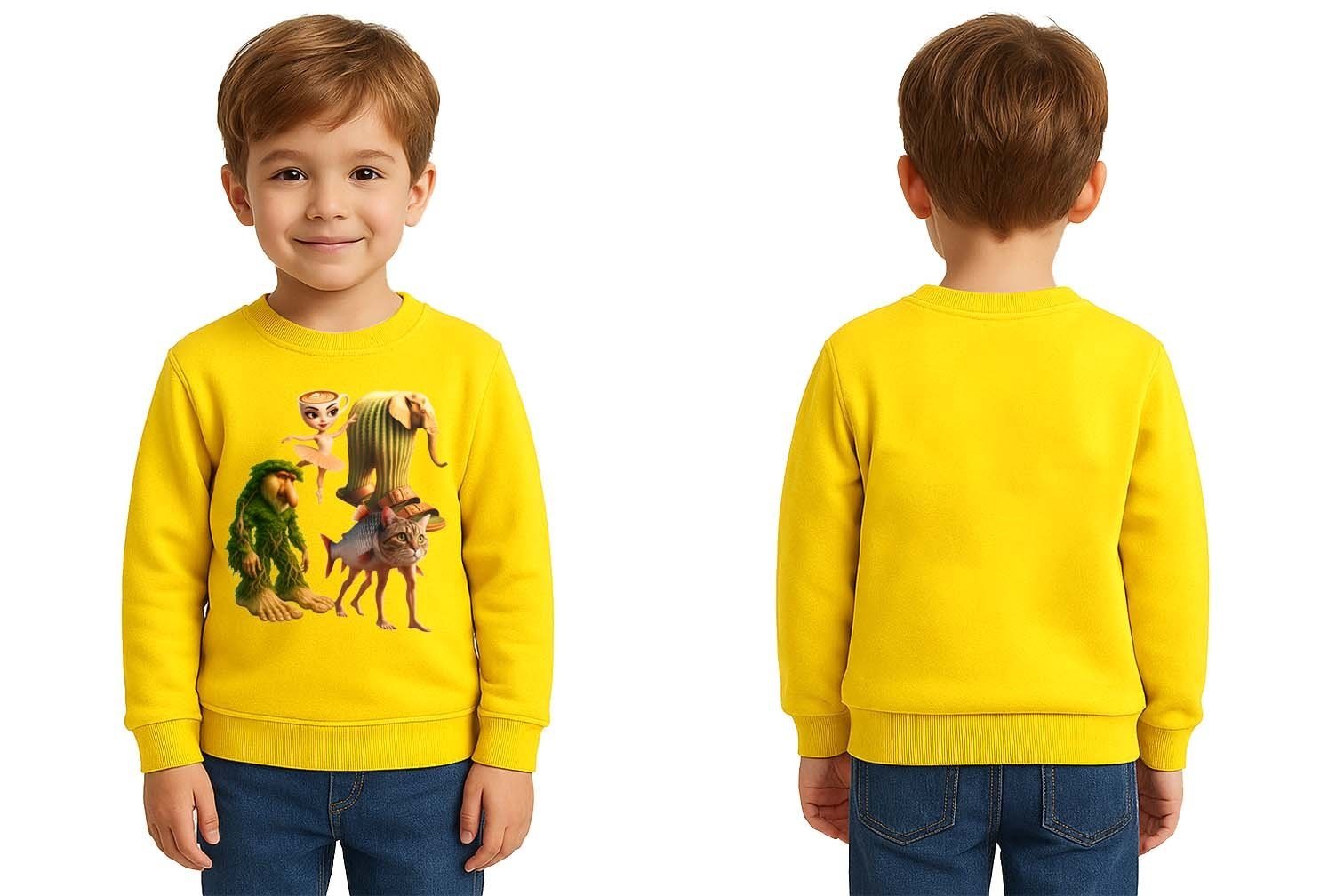 Unisex Braınrot Baskılı Çocuk Swaetshirt 3 İplik Şardonlu