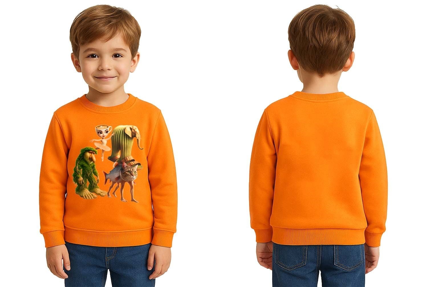 Unisex Braınrot Baskılı Çocuk Swaetshirt 3 İplik Şardonlu