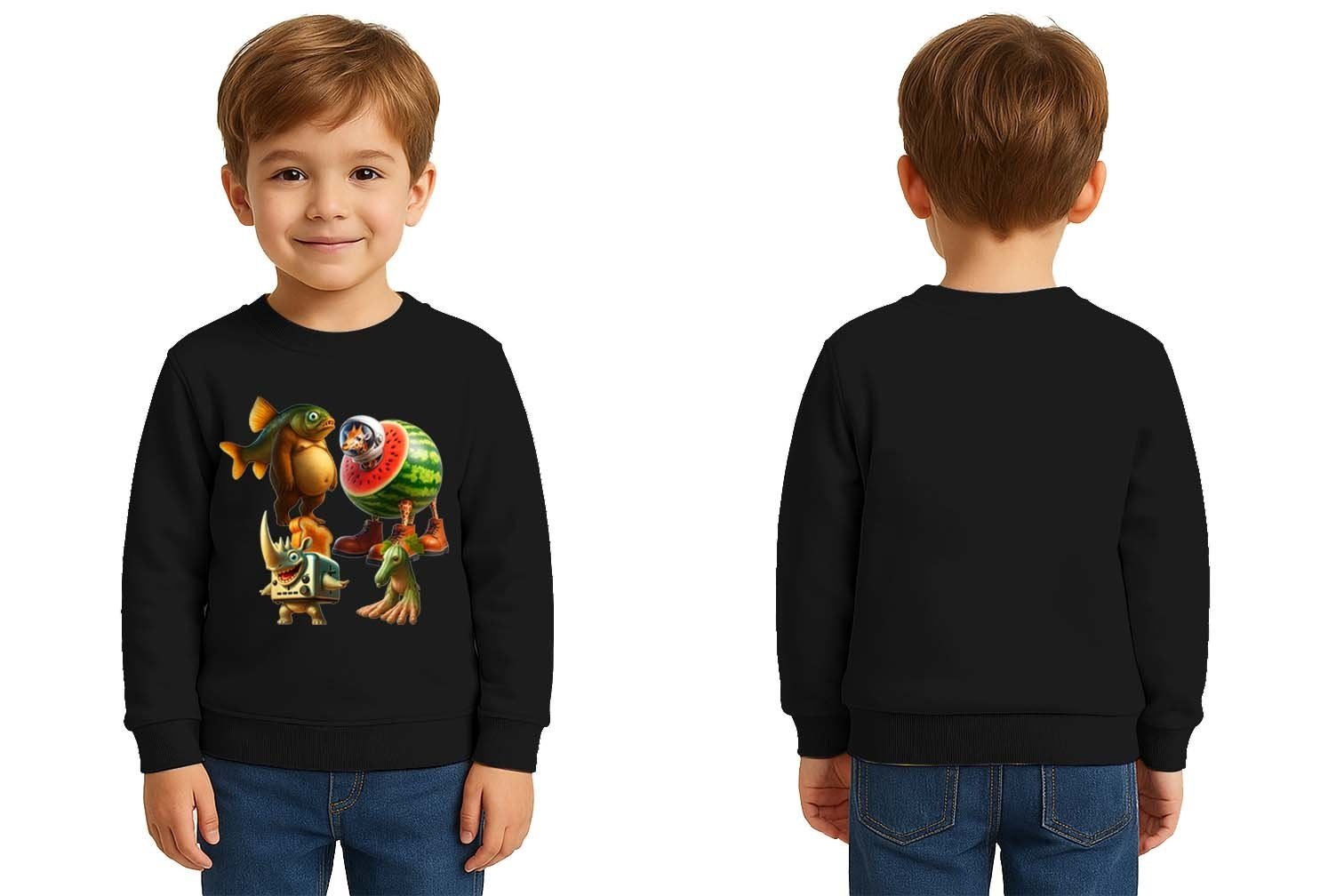 Unisex Braınrot Baskılı Çocuk Swaetshirt 3 İplik Şardonlu