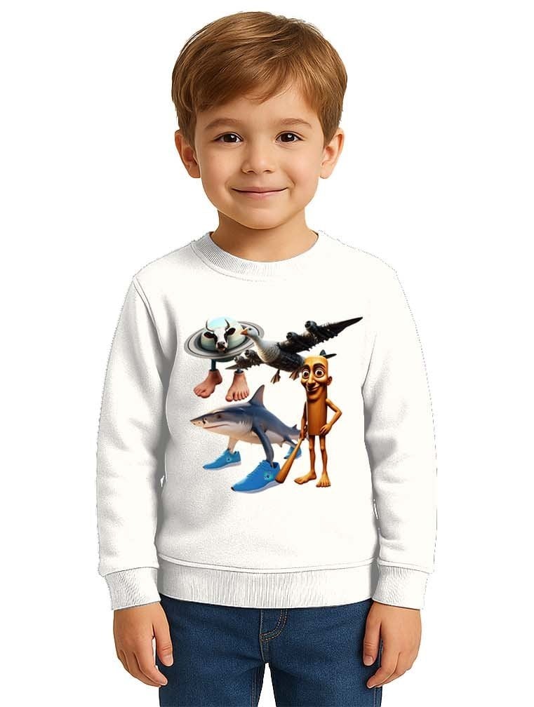 Unisex Braınrot Baskılı Çocuk Swaetshirt 3 İplik Şardonlu