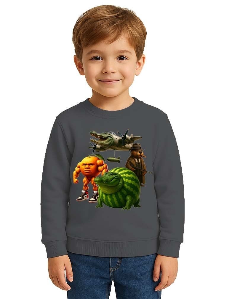 Unisex Braınrot Baskılı Çocuk Swaetshirt 3 İplik Şardonlu