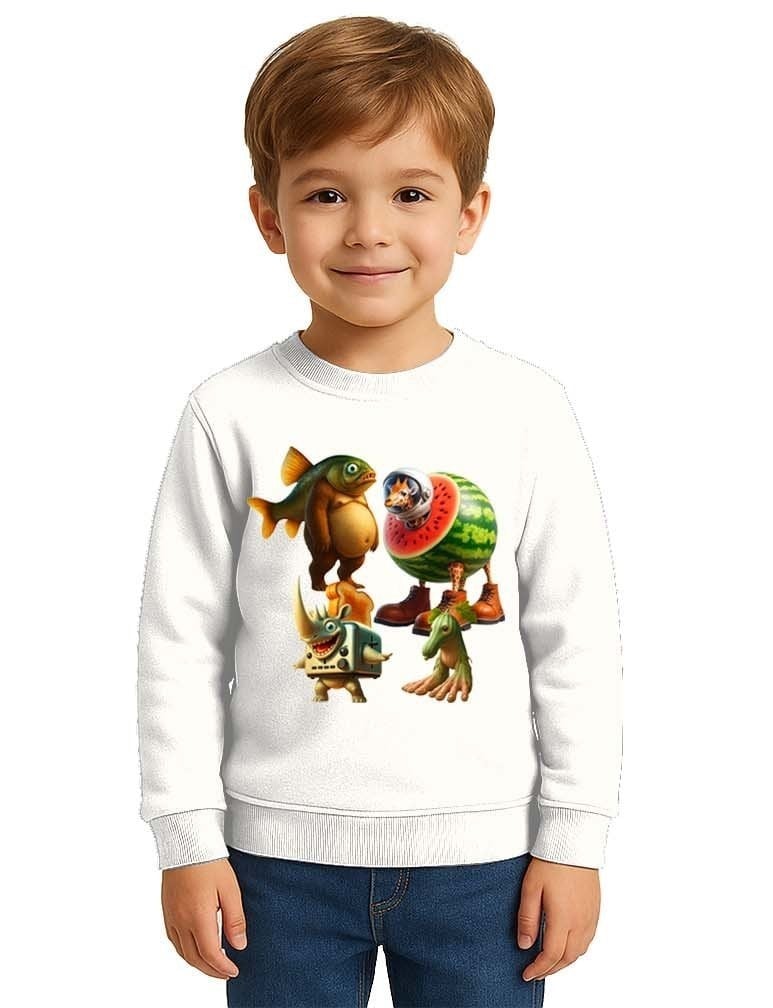 Unisex Braınrot Baskılı Çocuk Swaetshirt 3 İplik Şardonlu