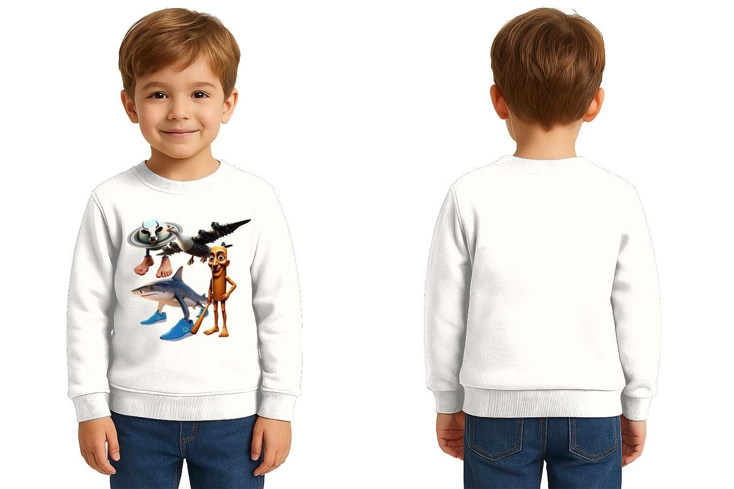 Unisex Braınrot Baskılı Çocuk Swaetshirt 3 İplik Şardonlu