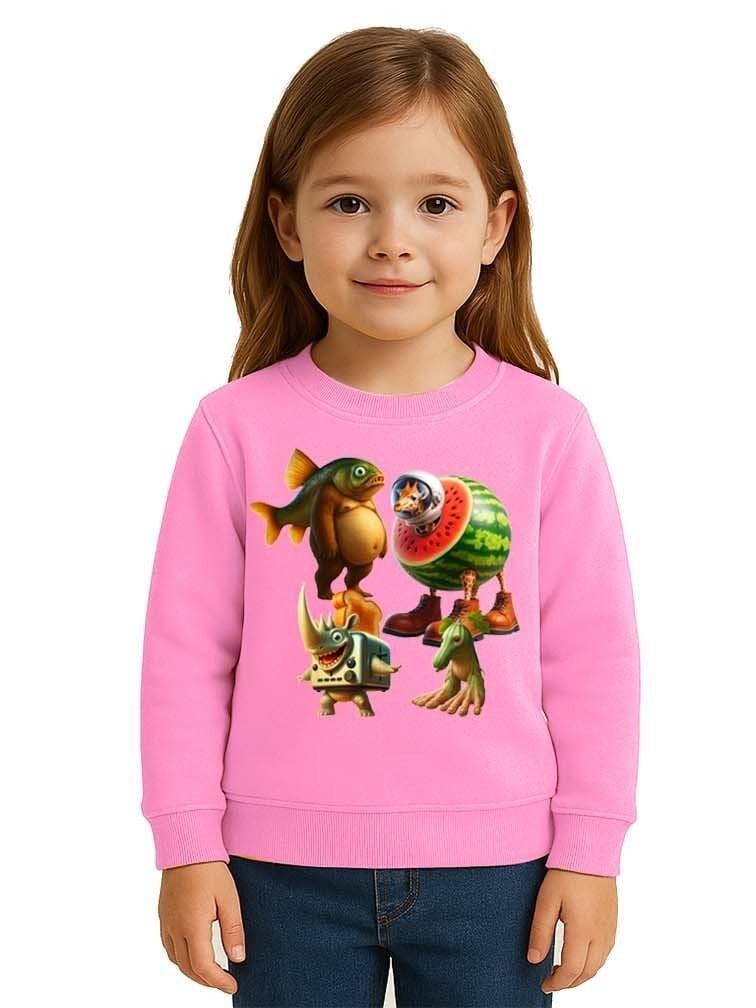 Unisex Braınrot Baskılı Çocuk Swaetshirt 3 İplik Şardonlu