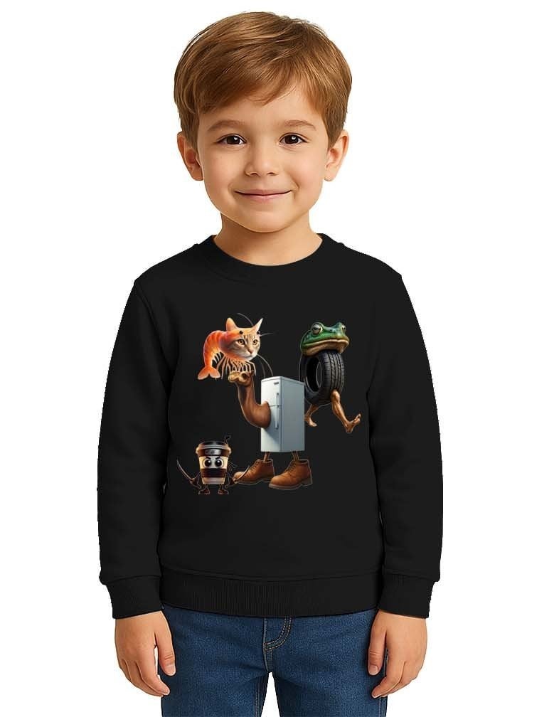 Unisex Braınrot Baskılı Çocuk Swaetshirt 3 İplik Şardonlu