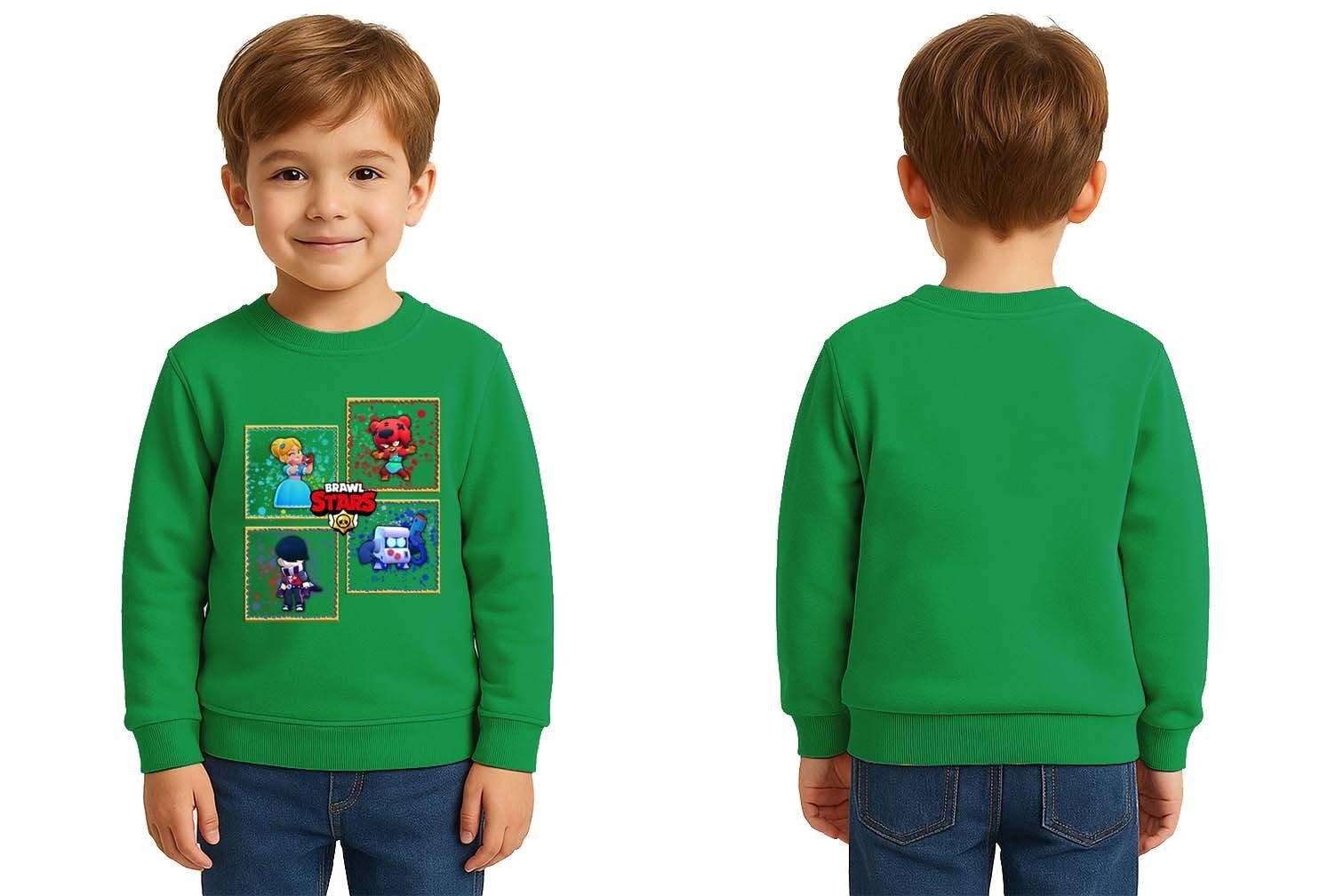 Unisex Brawl Stars Baskılı Çocuk Swaetshirt 3 İplik Şardonlu