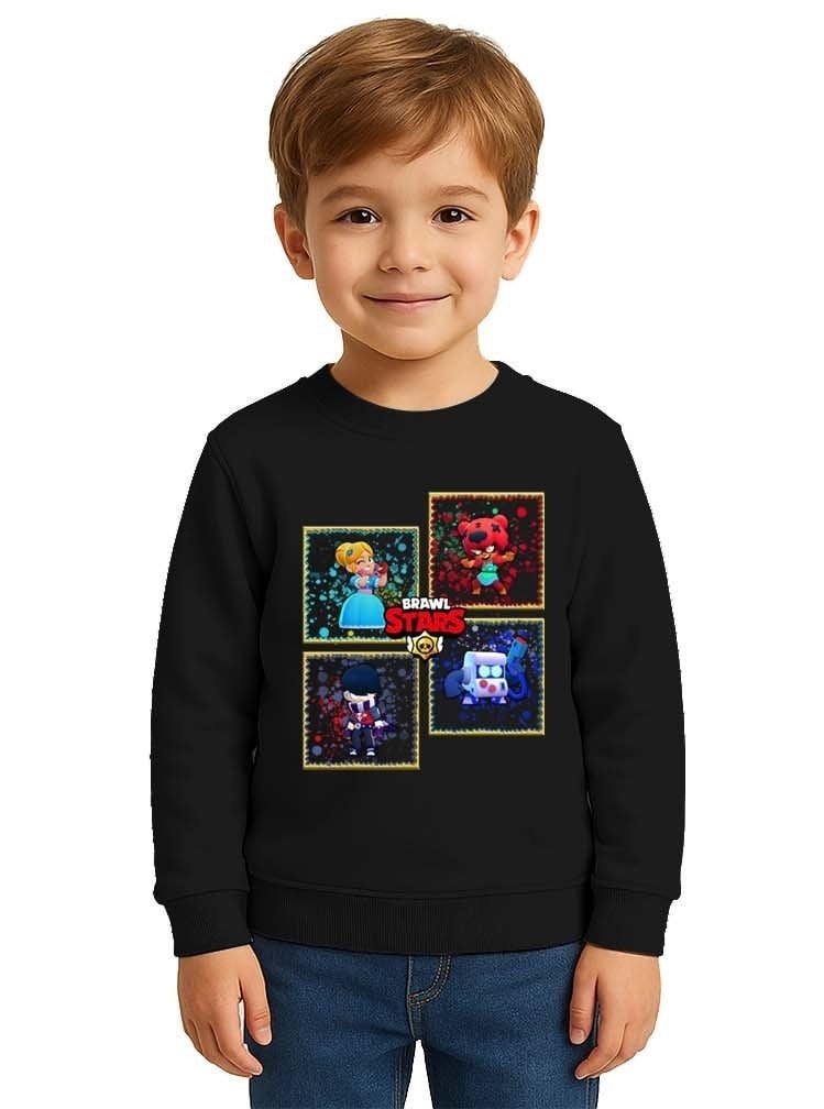 Unisex Brawl Stars Baskılı Çocuk Swaetshirt 3 İplik Şardonlu