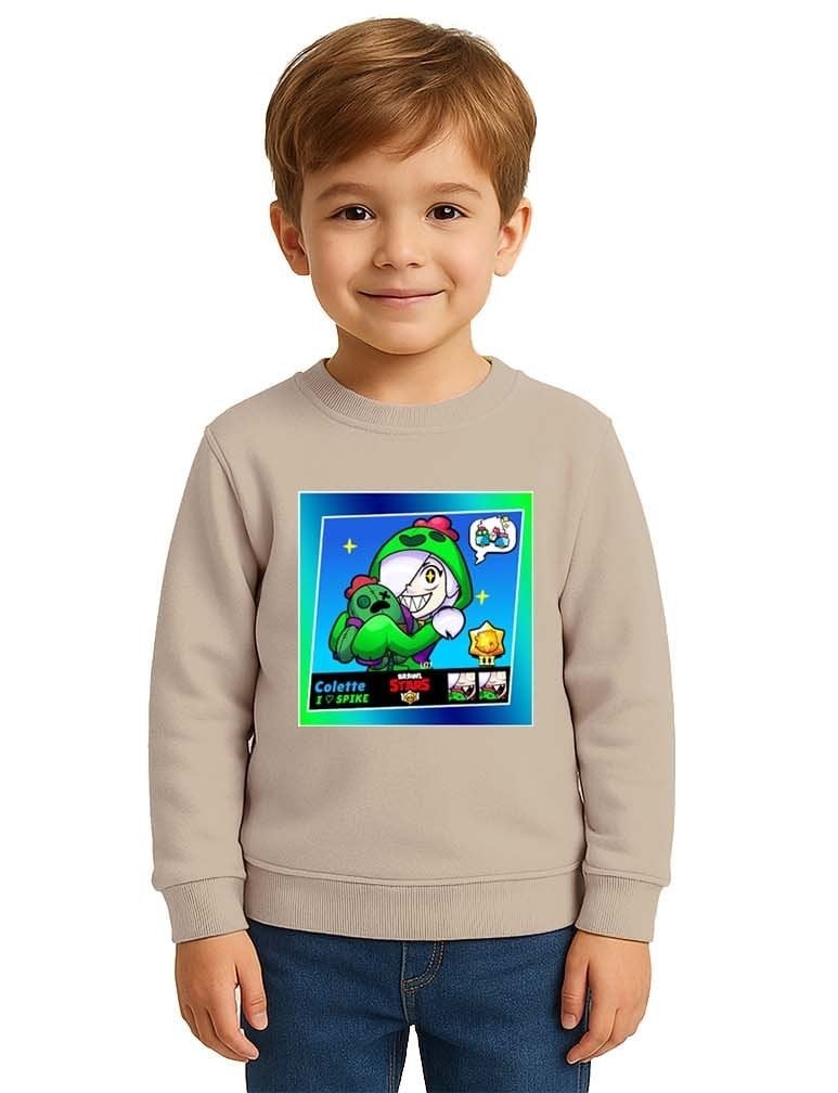 Unisex Brawl Stars Baskılı Çocuk Swaetshirt 3 İplik Şardonlu