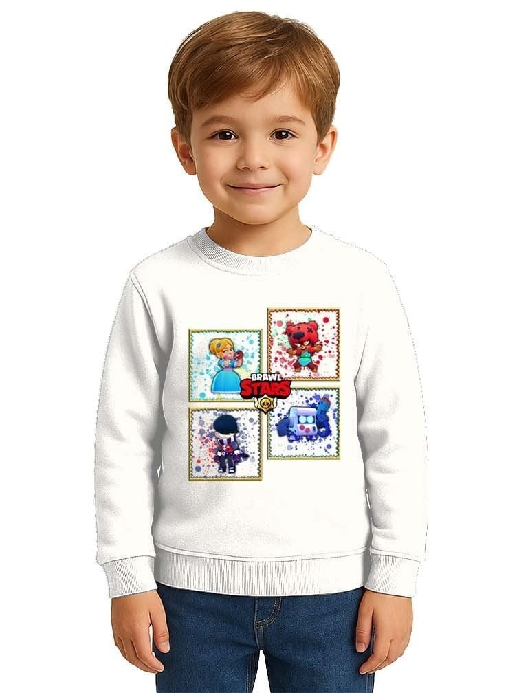 Unisex Brawl Stars Baskılı Çocuk Swaetshirt 3 İplik Şardonlu