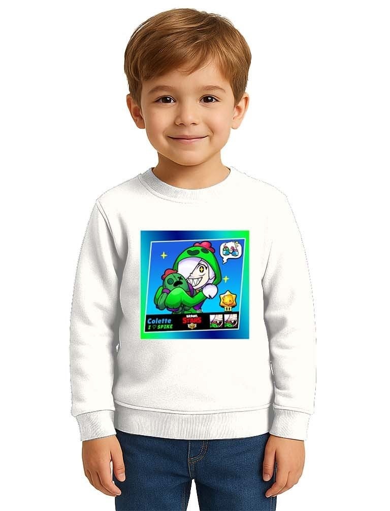 Unisex Brawl Stars Baskılı Çocuk Swaetshirt 3 İplik Şardonlu