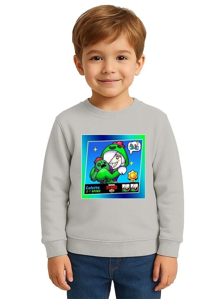 Unisex Brawl Stars Baskılı Çocuk Swaetshirt 3 İplik Şardonlu
