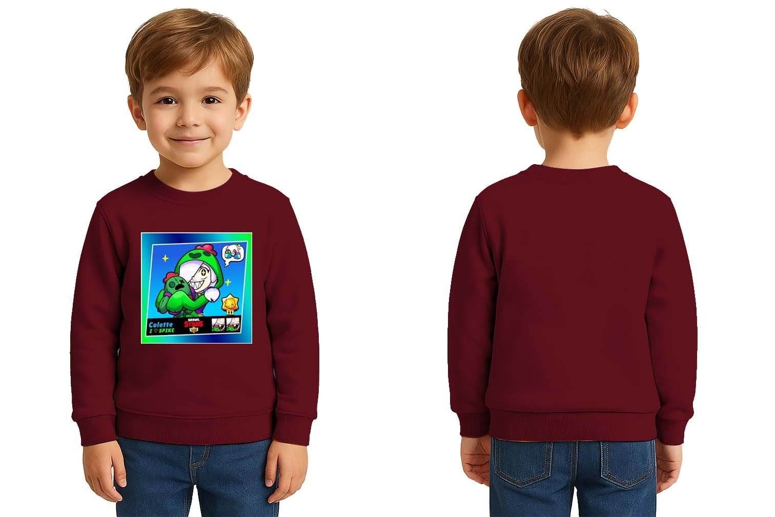 Unisex Brawl Stars Baskılı Çocuk Swaetshirt 3 İplik Şardonlu
