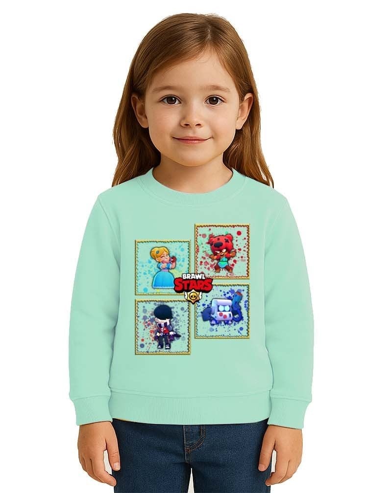 Unisex Brawl Stars Baskılı Çocuk Swaetshirt 3 İplik Şardonlu