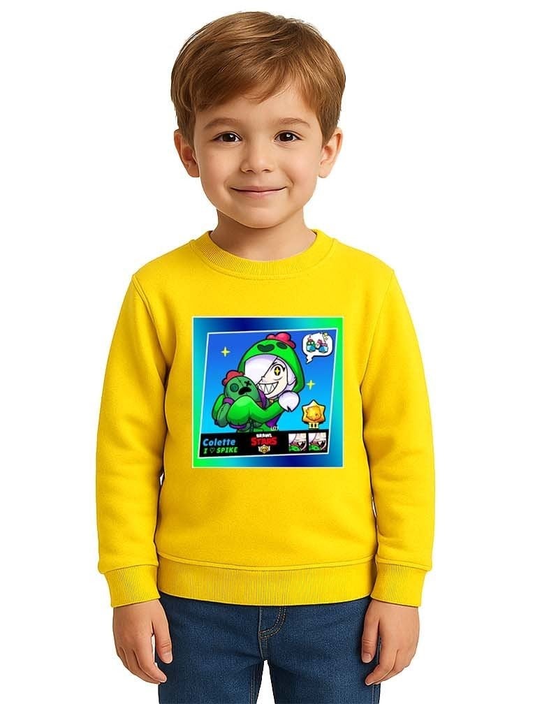 Unisex Brawl Stars Baskılı Çocuk Swaetshirt 3 İplik Şardonlu