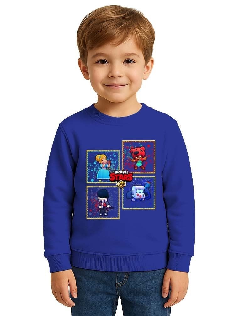 Unisex Brawl Stars Baskılı Çocuk Swaetshirt 3 İplik Şardonlu