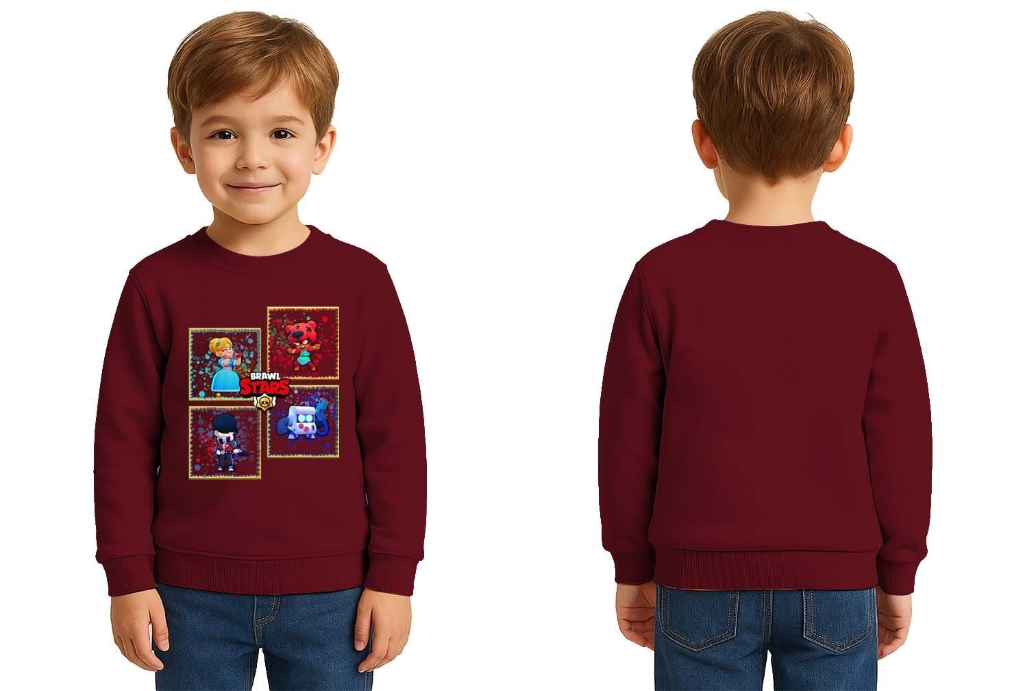 Unisex Brawl Stars Baskılı Çocuk Swaetshirt 3 İplik Şardonlu