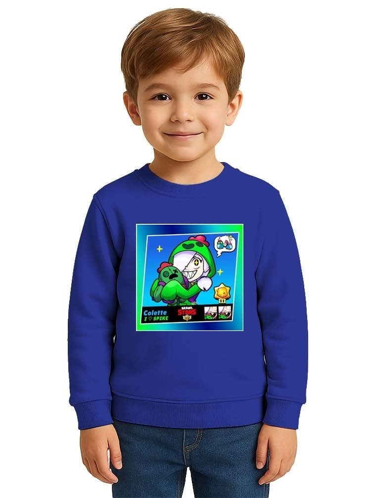 Unisex Brawl Stars Baskılı Çocuk Swaetshirt 3 İplik Şardonlu