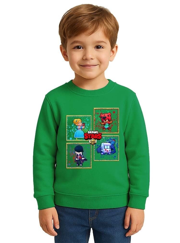 Unisex Brawl Stars Baskılı Çocuk Swaetshirt 3 İplik Şardonlu